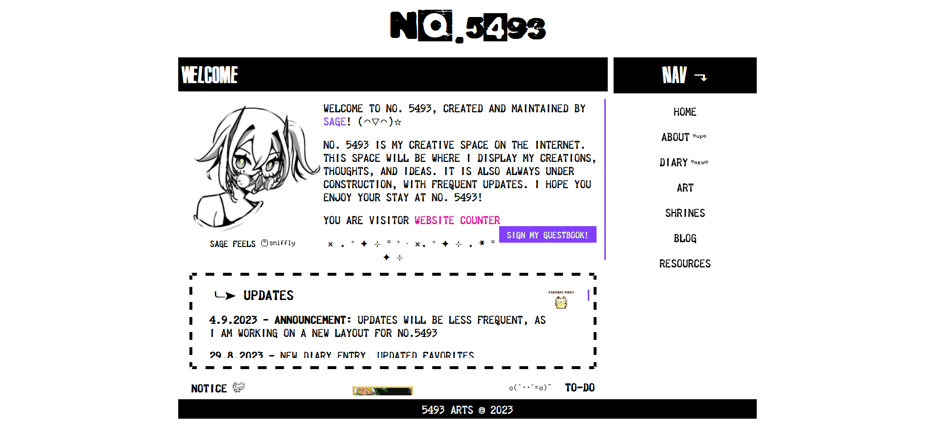 the first layout of No. 5493; a simple black and white two column layout