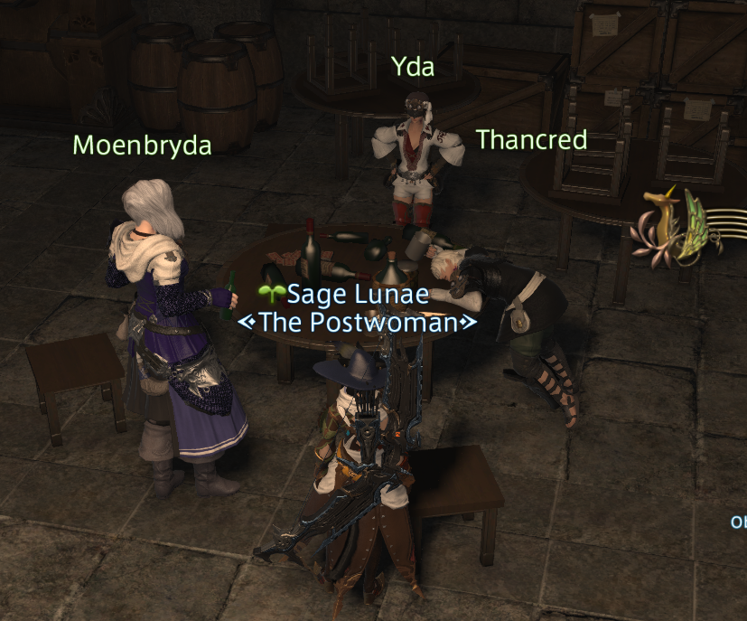 Thancred passed tf out with drink in hand